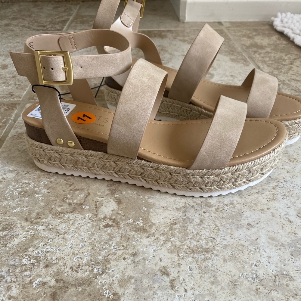Beige platform sandals